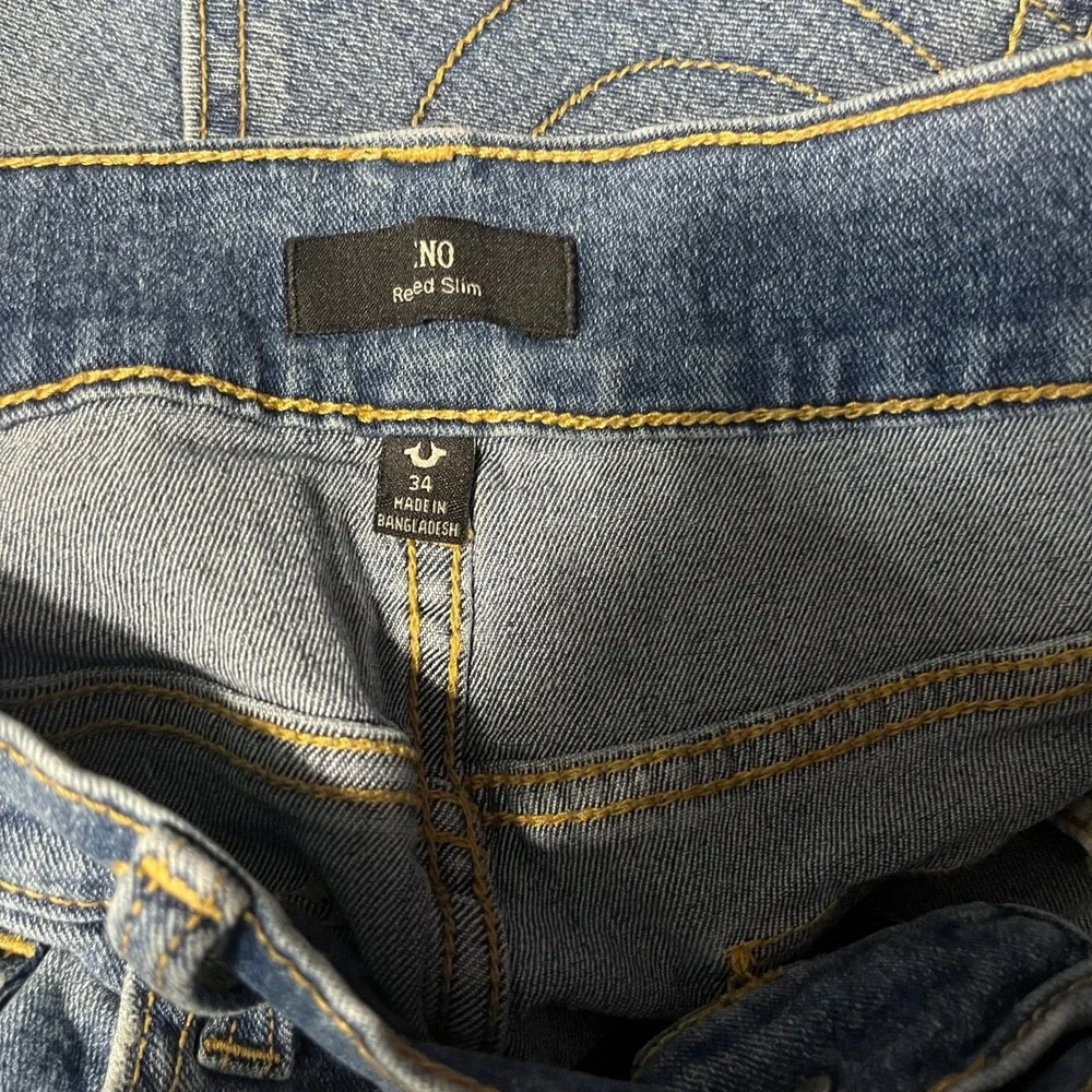 True Religion Geno Relaxed Slim Jeans Mens 34 Medium Wash Reed Slim Flap Pocket